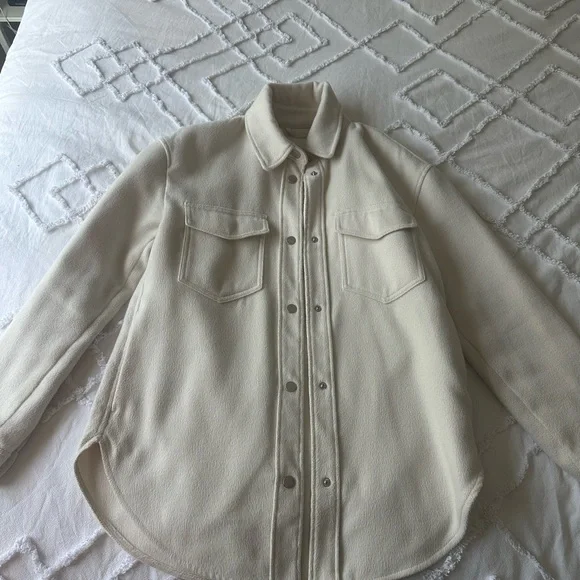 A & F shirt “shacket” Cream Jacket - Picture 3 of 4